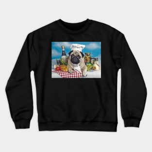 Pug Dog Cook Chef Crewneck Sweatshirt